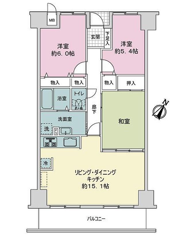 サーパス遠石弐番館(3LDK) 5階の内観