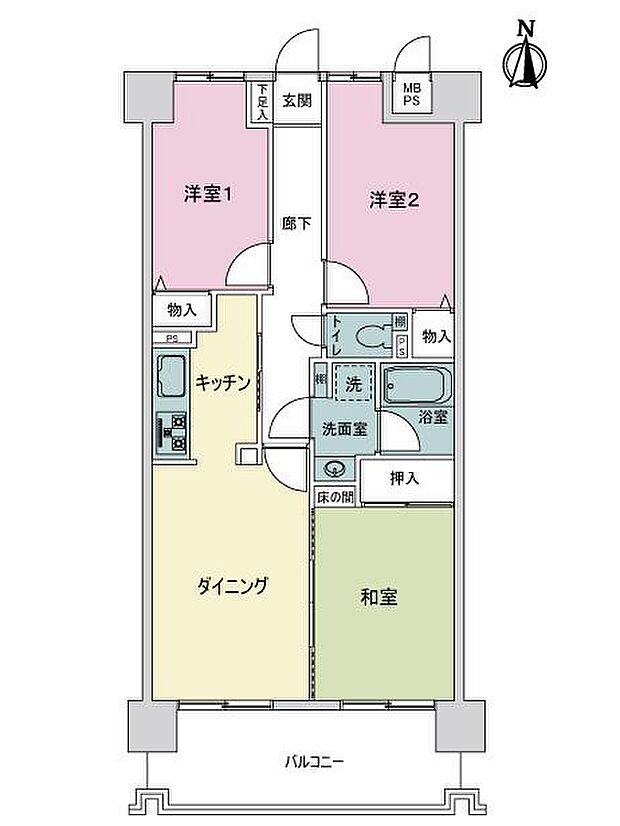 ライオンズヒルズ牛田早稲田(3DK) 5階の間取り図