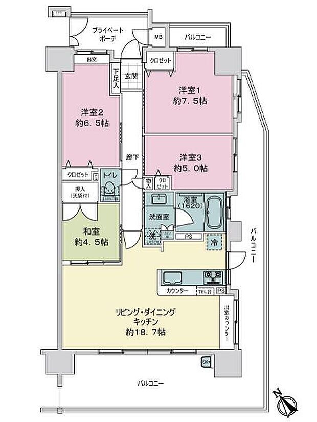 ヴェルディ坂ベイテラス・ウエスト(4LDK) 9階の内観