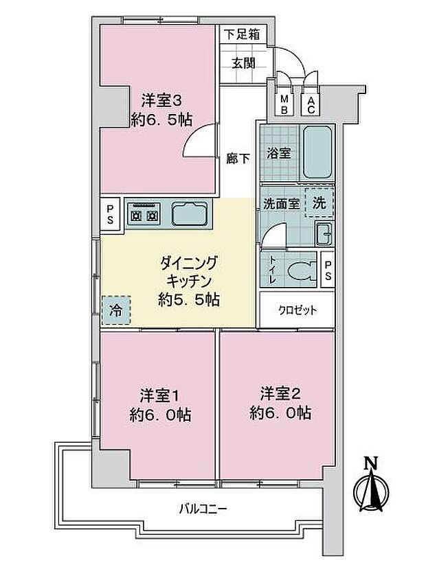 ビレッタ百道(3DK) 3階の内観