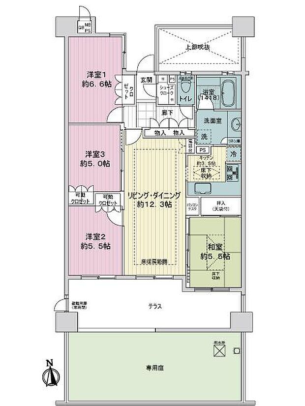 ライオンズマンション甲子園口ラルジュ弐番館(4LDK) 1階の内観