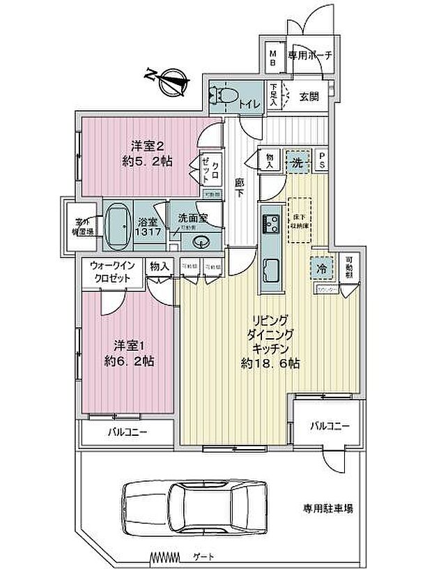 コートハウス北浦和(2LDK) 1階の内観