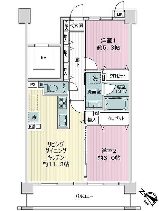マイキャッスル武蔵浦和(2LDK) 3階の内観