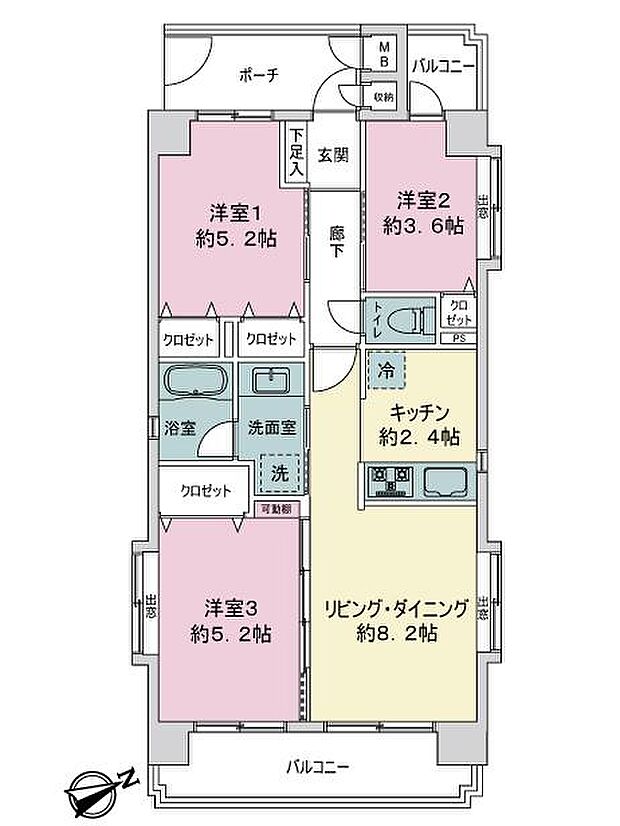 南与野サニーコート(3LDK) 4階の内観