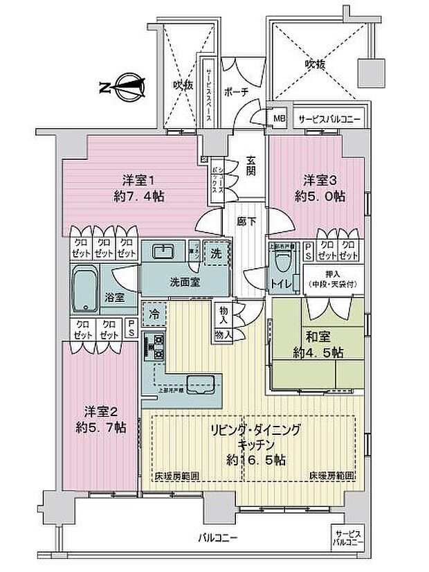 ザ・京都レジデンス御所南(4LDK) 3階の内観