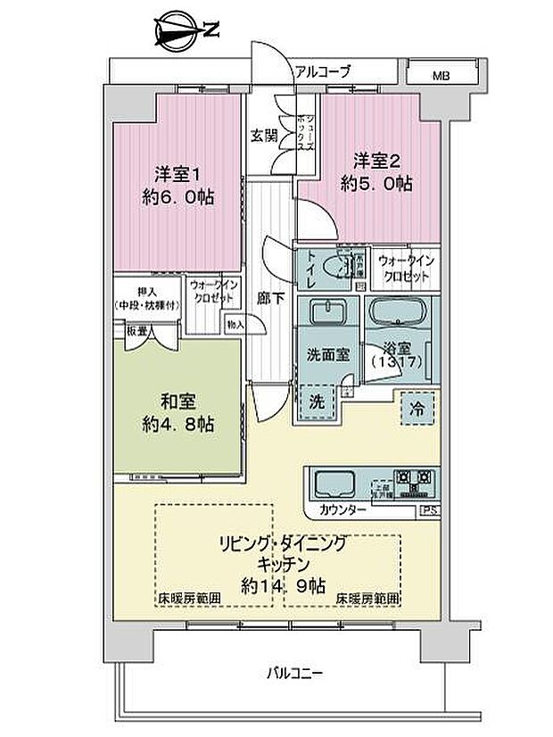 メイツ京都梅津(3LDK) 4階の間取り図