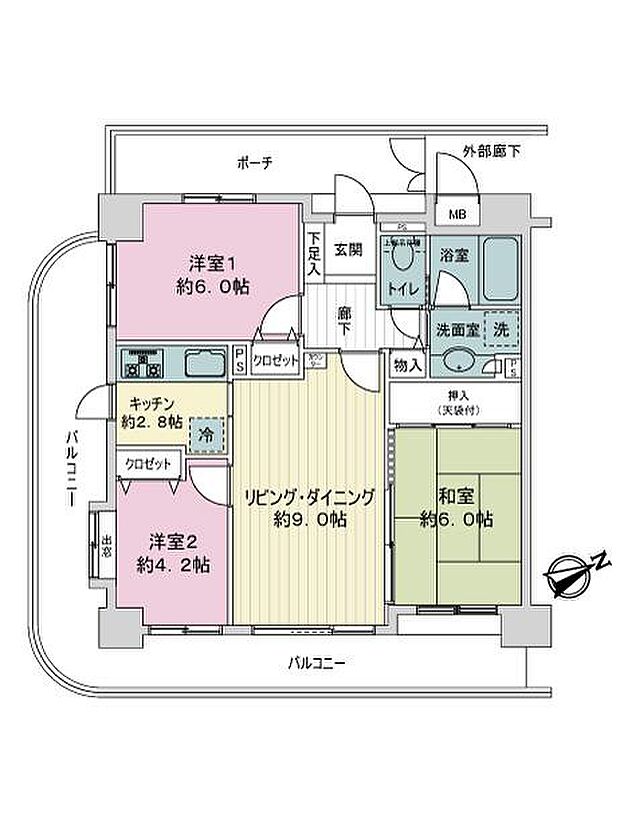 コスモ川崎駅前通り(3LDK) 4階の間取り図