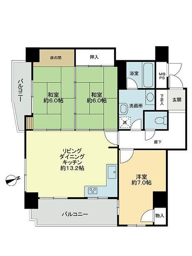 グランシャトレ松尾(3LDK) 11階の間取り図