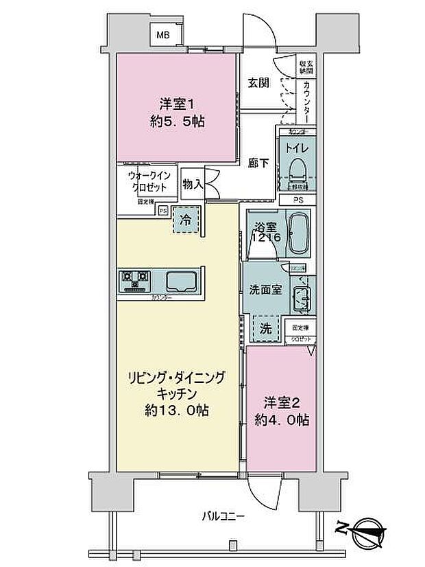 グランコスモ　ザ・リゾート沖縄豊崎(2LDK) 5階の間取り図