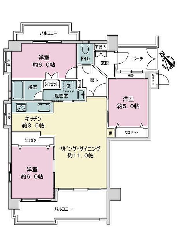 ライオンズマンション宇栄原第3(3LDK) 2階の内観