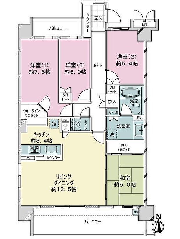 リフィア桜テラス(4LDK) 4階の間取り図