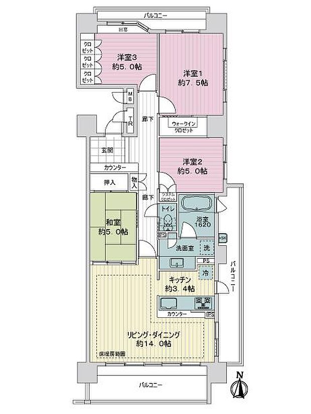 リフィア桜テラス(4LDK) 3階の間取り図
