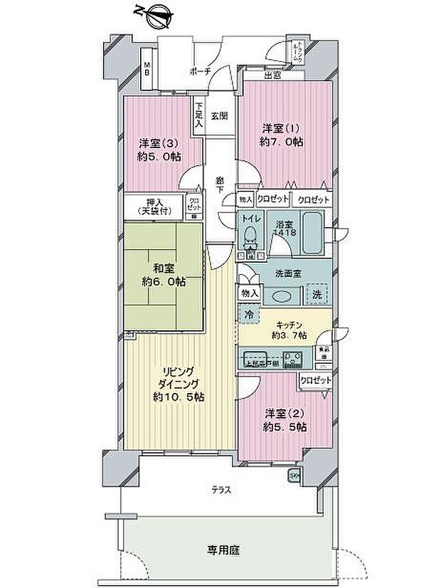 東京アクアージュ(4LDK) 1階の内観
