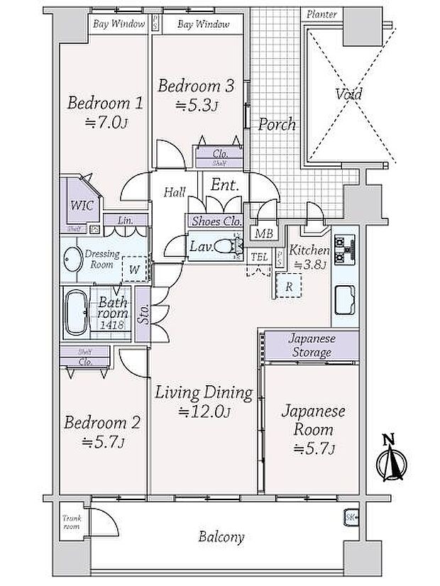 ライフピア新越谷Ｖエル・ステージ(4LDK) 6階の間取り図
