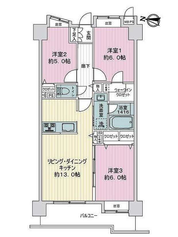 ライオンズガーデンテラス竹の塚(3LDK) 4階の間取り図