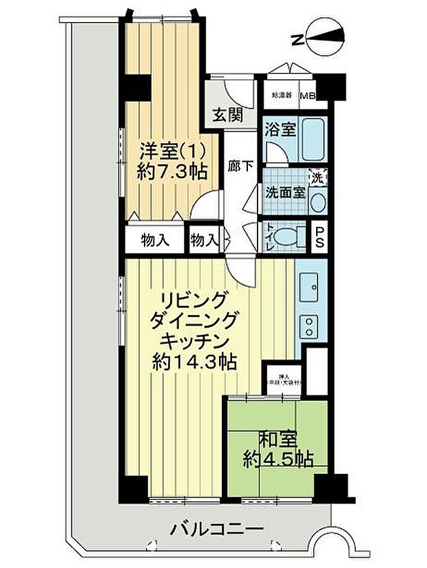 千里レックスマンションＡ棟(2LDK) 6階の間取り図