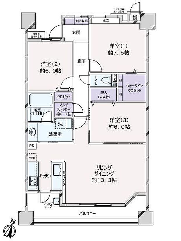 ライオンズマンション小幡千代田(3LDK) 3階の内観