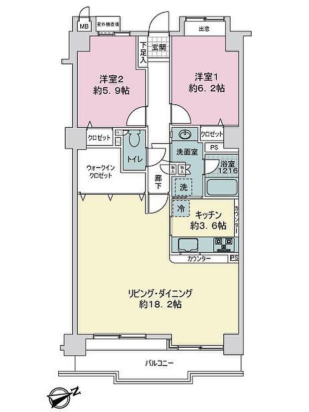 星ケ丘スカイマンション(2LDK) 1階の内観