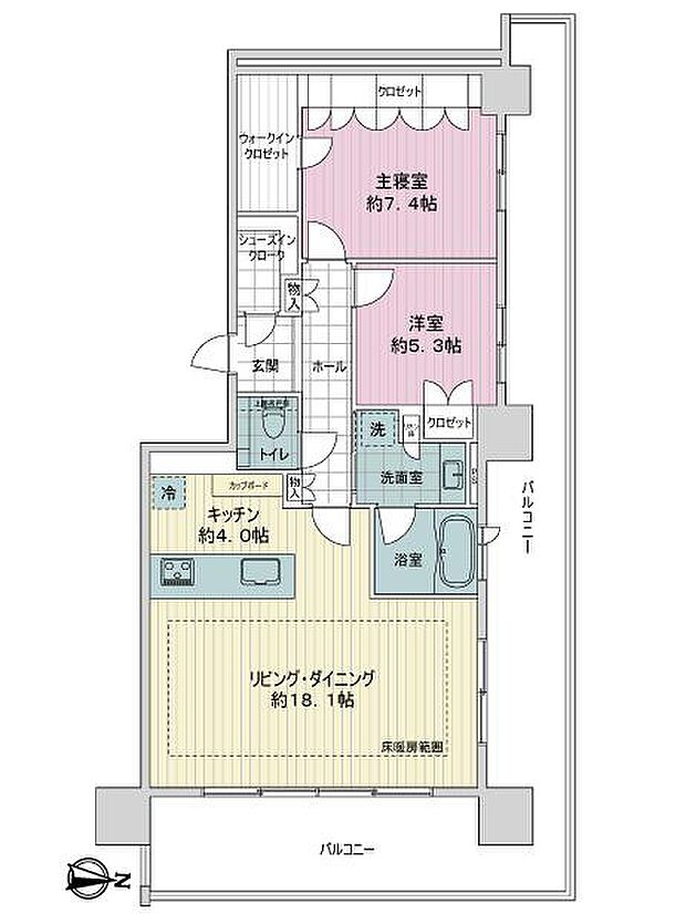 タワー・ザ・ファースト名古屋伏見(2LDK) 28階の間取り図