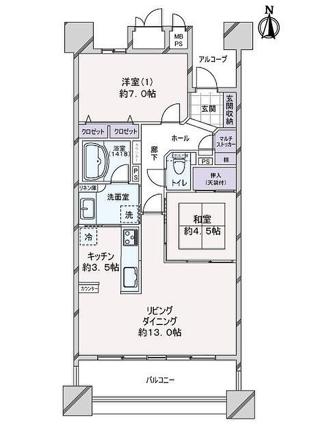 ライオンズ岐阜セントマークス弐番館(2LDK) 6階の間取り図