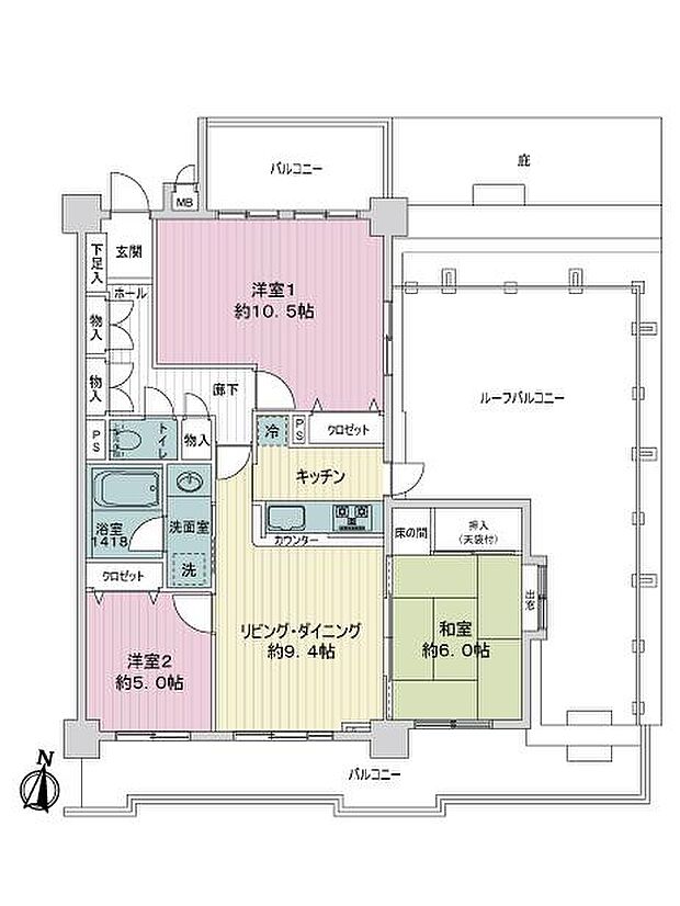 ライオンズマンション東島(3LDK) 7階の内観