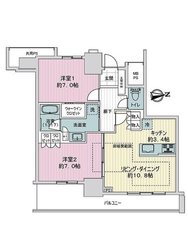 ライオンズ岐阜プレミストタワー35(2LDK) 10階の間取り図