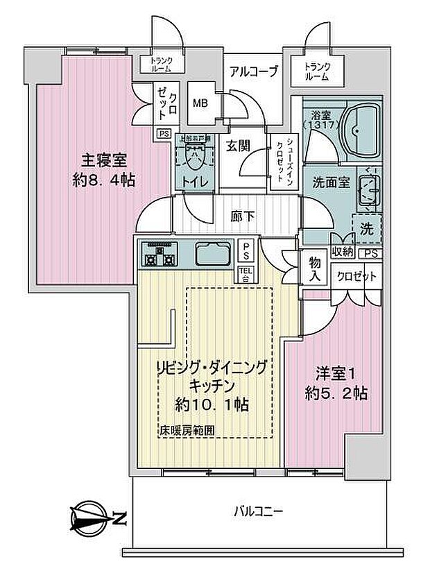 岐阜シティ・タワー43(2LDK) 23階の間取り図