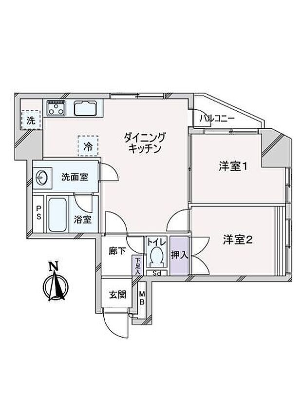 ライオンズマンション三軒茶屋第3(2DK) 8階の内観