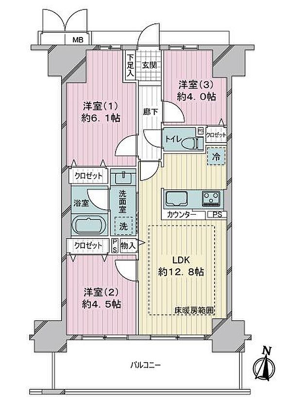 リベールＫＯＢＥ兵庫ジェネックス(3LDK) 13階の内観