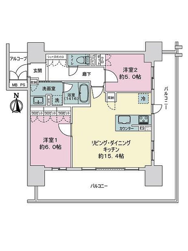 ワコーレ　ザ・神戸旧居留地レジデンスタワー(2LDK) 4階の内観