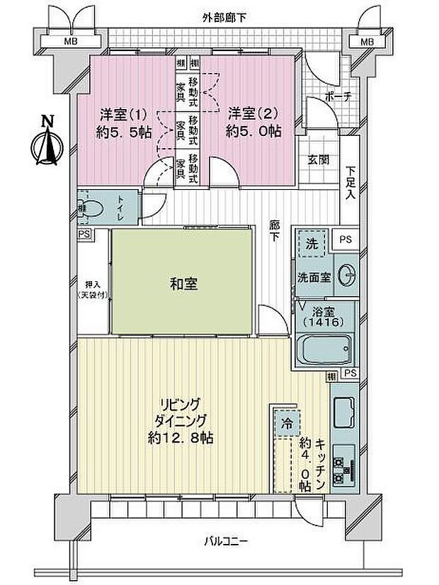 サーパスシティ屋島(3LDK) 8階の間取り図