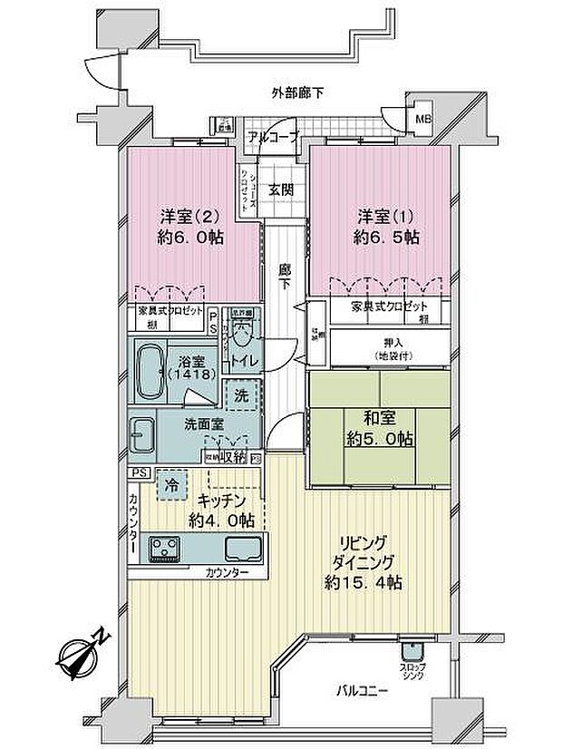 サーパス中央町弐番館(3LDK) 7階の間取り図