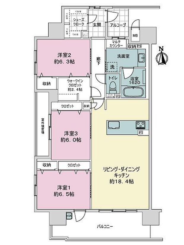 アルファステイツ錦町(3LDK) 9階の間取り図