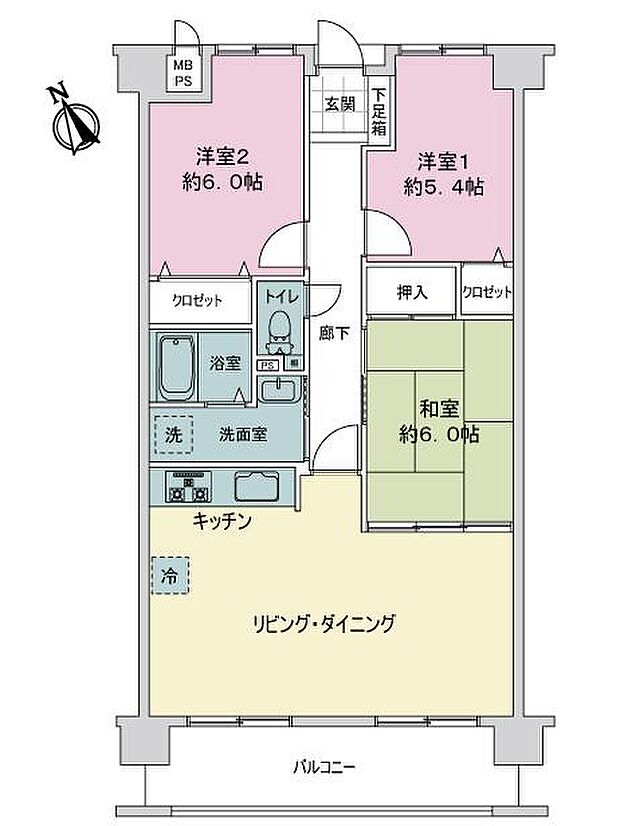 アルファシティ屋島壱番館(3LDK) 3階の間取り図