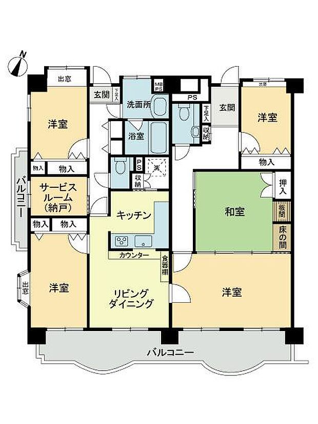 ライオンズマンション道後姫塚第2(5SLDK) 4階の間取り図