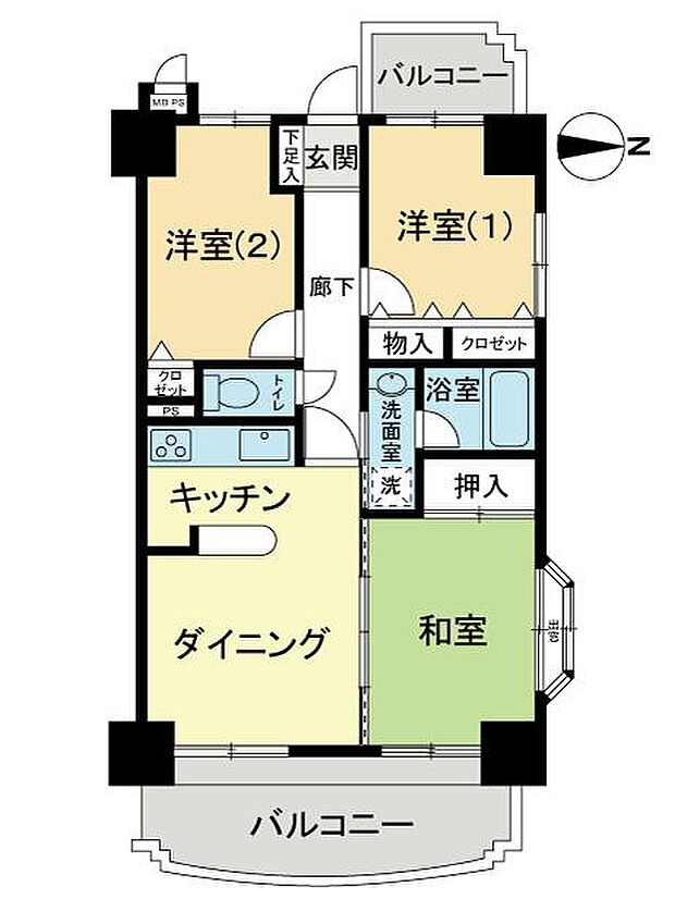 ライオンズマンション新居浜徳常町(3DK) 5階の内観