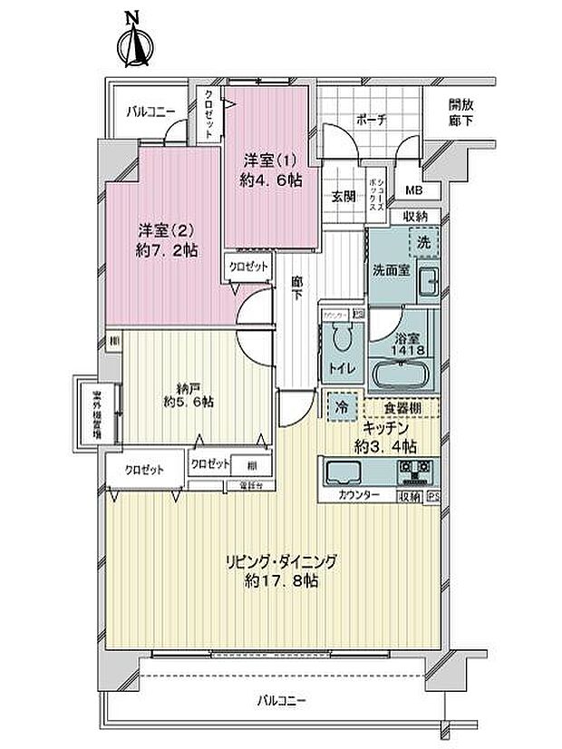 アルファステイツ北本町3(2SLDK) 5階の間取り図