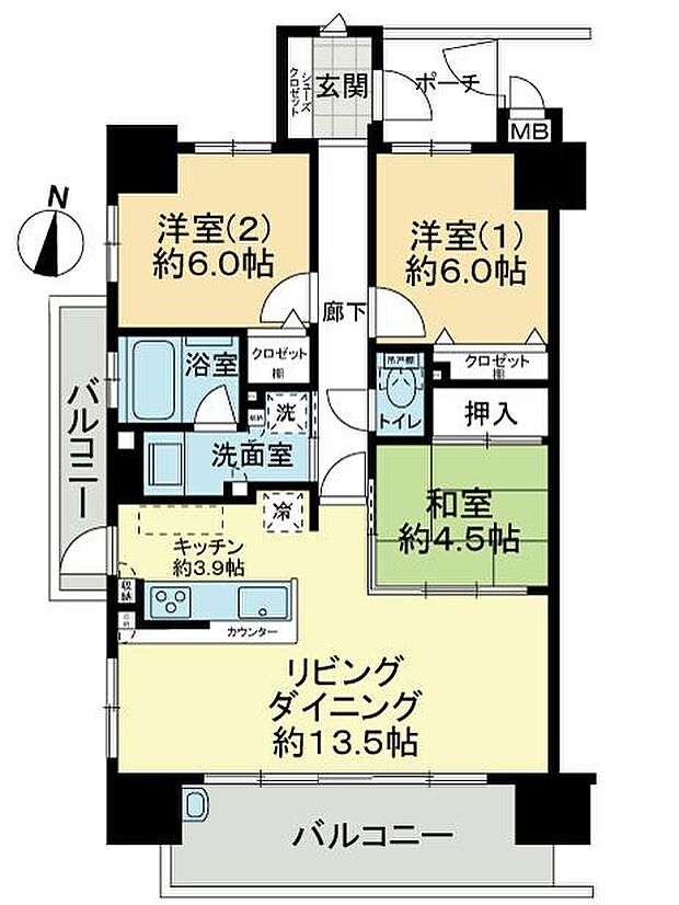 サーパス倉敷富井(3LDK) 7階の内観