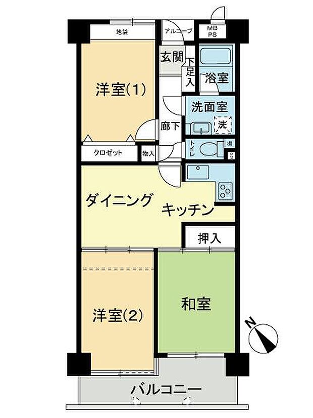 ライオンズマンション神田町(3DK) 4階の内観