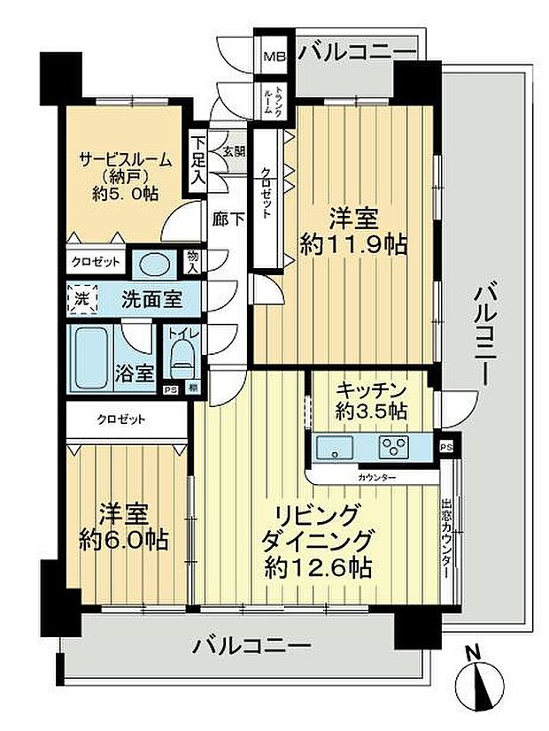 アーバンビュー倉敷(2SLDK) 5階の内観