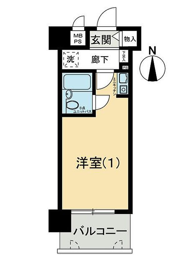 ライオンズマンション岡山医大東第二(1R) 7階の間取り図