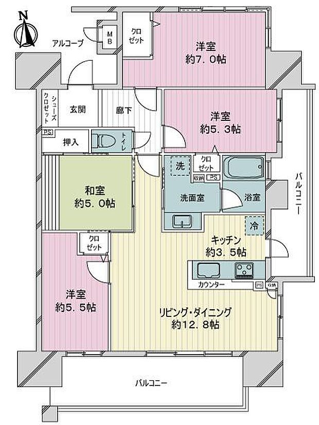 サーパス熊本駅前レジデンス(4LDK) 2階の内観