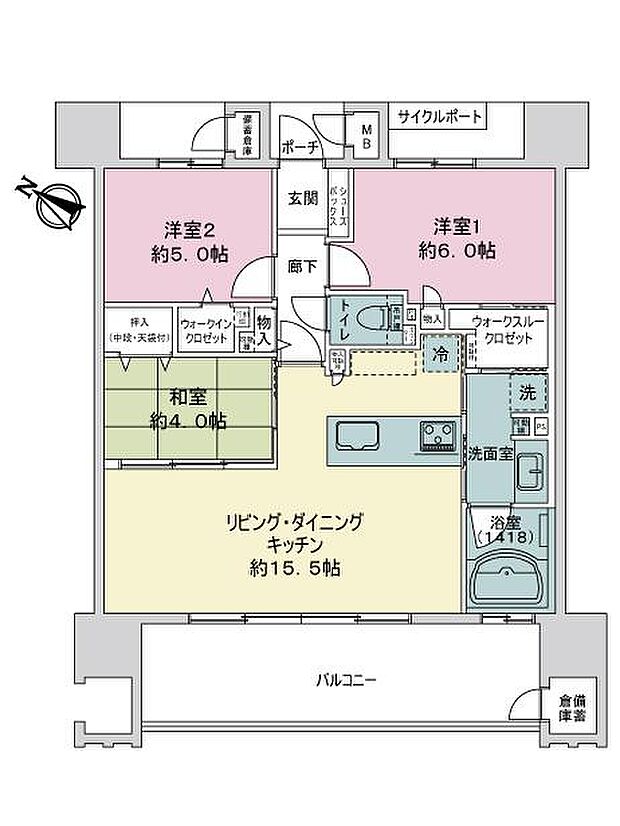 エイルマンション草牟田(3LDK) 2階の内観