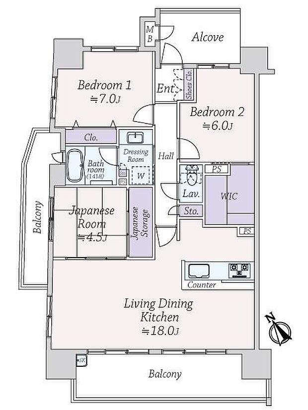 サーパス柳丸イーストガーデン(3LDK) 11階の間取り図