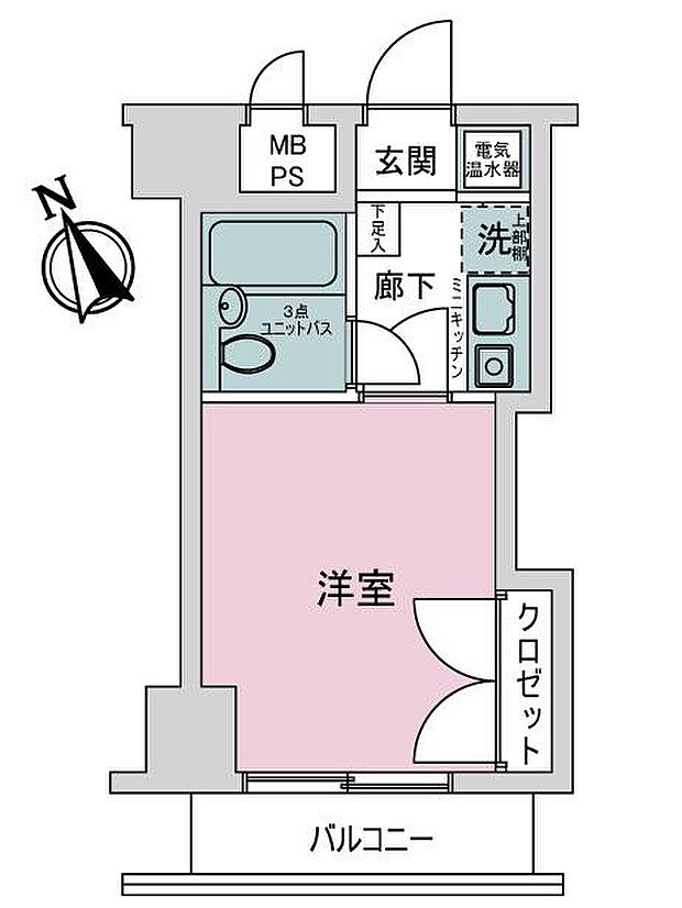 レクセル長岡(1K) 6階の間取り図