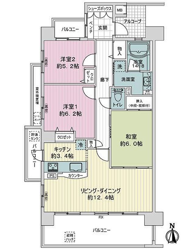 ラフィーネ上田ＡＸＥ(3LDK) 7階の内観