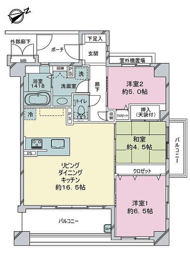 サーパス平和公園(3LDK) 2階の内観