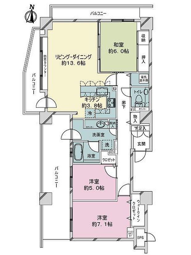 アイビーハイム札幌ツインタワーウエストポルト(3LDK) 2階の内観