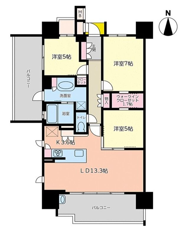 ウィスティリア浜松中央(3LDK) 10階の間取り図