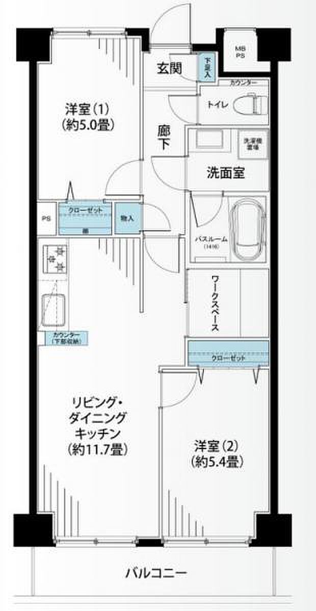 コーラル東戸塚(2LDK) 3階の間取り図